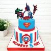 Двух ярусный торт с супер героями marvel на 5 лет