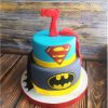 Двух ярусный торт Бэтмен + Супермен