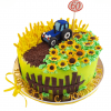 Торт пшеничное и подсолнечное поле с трактором