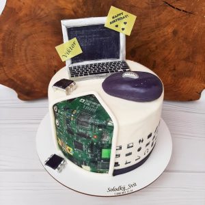Торт с компьютером без мастики